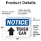 Signmission Trash Can (Up Arrow) Sign With Symbol, 14 in W x Rectangle, Vinyl Decal OS-2PACK-NS-D-1014-L-18725 - alternate 2